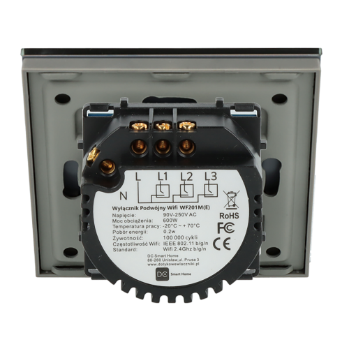 Włącznik dotykowy podwójny Wi-Fi + BL Szary z N