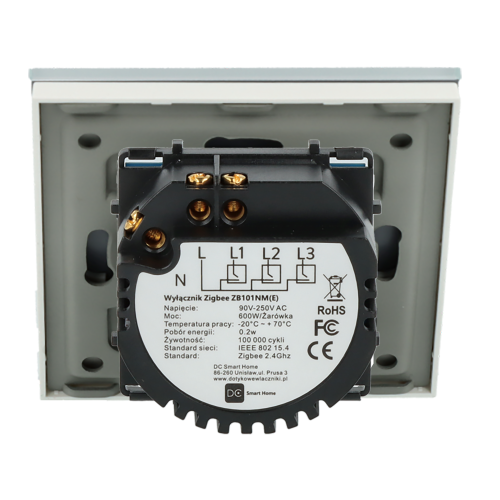 Włącznik dotykowy pojedynczy ZigBee 2.4GHz Biały z N