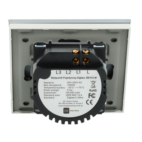 Włącznik dotykowy pojedynczy ZigBee 2.4GHz Biały Bez N