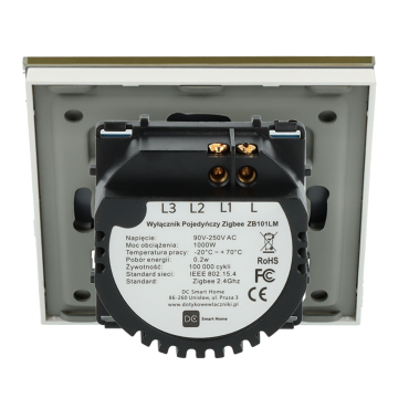 Włącznik dotykowy pojedynczy ZigBee 2.4GHz Złoty Bez N