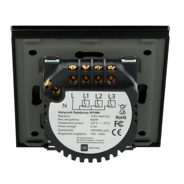 Włącznik dotykowy potrójny Czarny z N