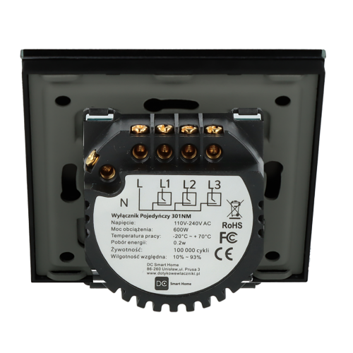 Włącznik dotykowy potrójny Czarny z N