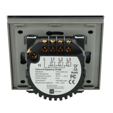 Włącznik dotykowy potrójny Szary z N