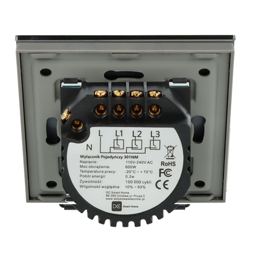 Włącznik dotykowy potrójny Szary z N