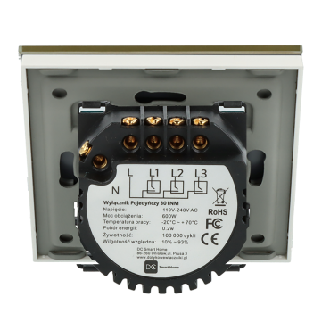 Włącznik dotykowy potrójny złoty z N