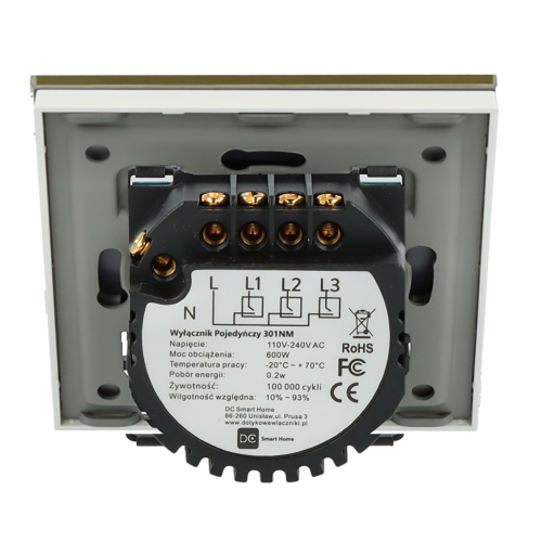 Włącznik dotykowy potrójny złoty z N