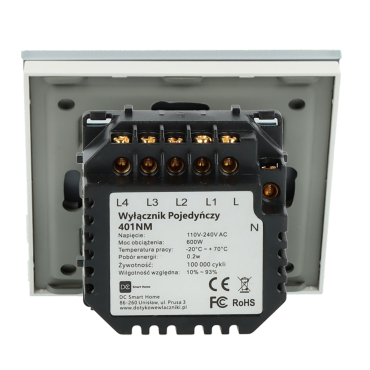 Włącznik dotykowy poczwórny Biały z N