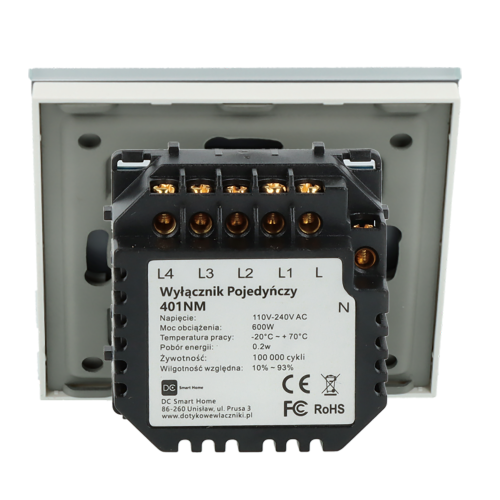 Włącznik dotykowy poczwórny Biały z N