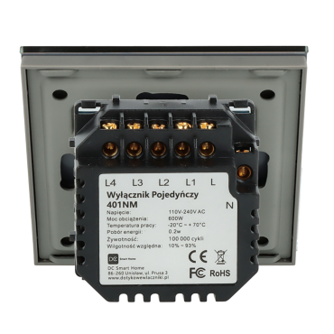 Włącznik dotykowy poczwórny Szary z N