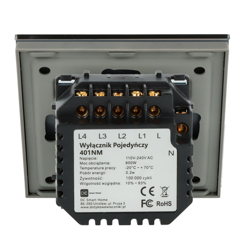 Włącznik dotykowy poczwórny Szary z N