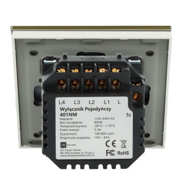 Włącznik dotykowy poczwórny złoty z N