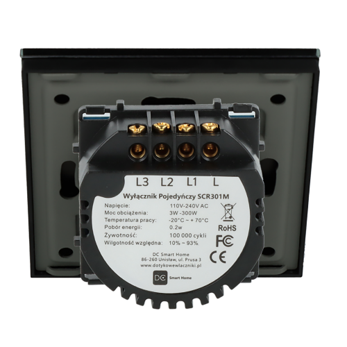 Włącznik dotykowy potrójny Czarny Bez N