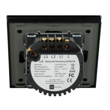 Włącznik dotykowy poczwórny Czarny Bez N