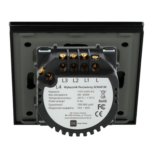 Włącznik dotykowy poczwórny Czarny Bez N