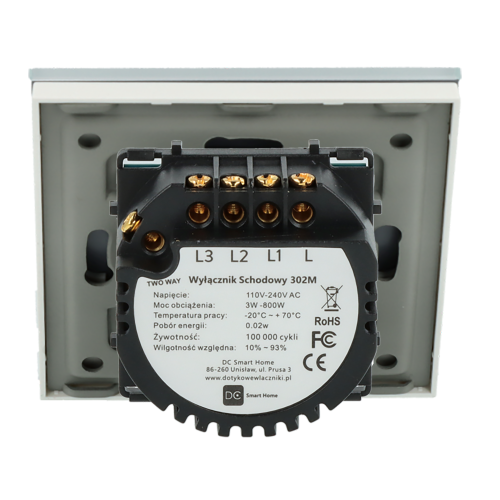 Włącznik dotykowy potrójny schodowy / krzyżowy Biały Bez N