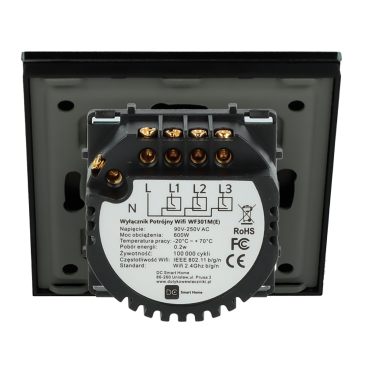 Włącznik dotykowy potrójny Wi-Fi + BL Czarny z N