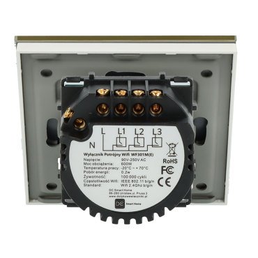 Włącznik dotykowy potrójny Wi-Fi + BL Złoty z N