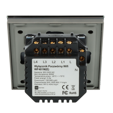 Włącznik dotykowy poczwórny Wi-Fi + BL Szary z N