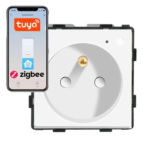 Moduł gniazda elektrycznego z bolcem 230V ZigBee 2.4GHz biały