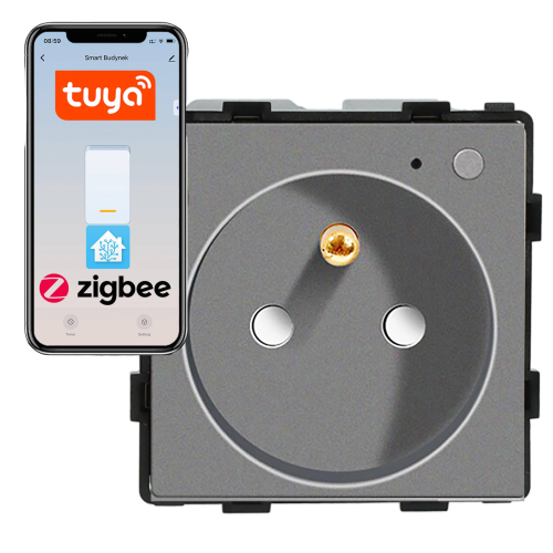 Moduł gniazda elektrycznego z bolcem 230V ZigBee 2.4GHz szary