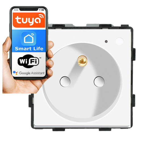 Moduł gniazda elektrycznego z bolcem 230V Wi-Fi biały