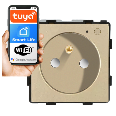 Moduł gniazda elektrycznego z bolcem 230V Wi-Fi złoty