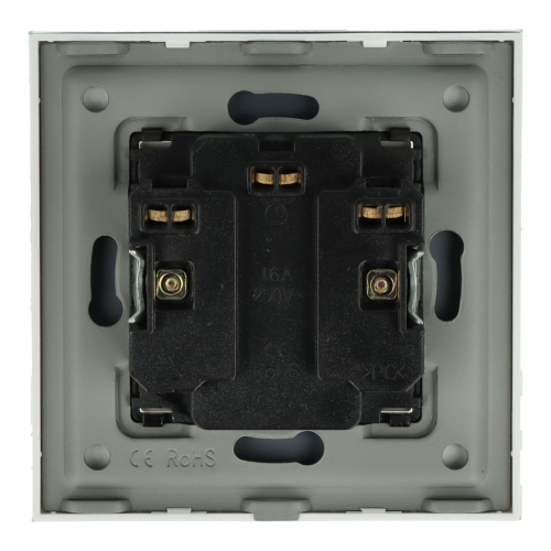 Gniazdo elektryczne z bolcem 230V podwójne białe z ramką szklaną