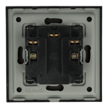 Gniazdo elektryczne z bolcem 230V podwójne czarne z ramką szklaną