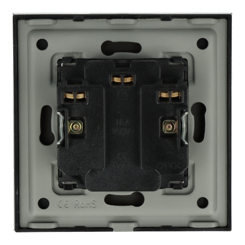 Gniazdo elektryczne z bolcem 230V podwójne czarne z ramką szklaną