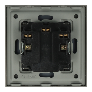 Gniazdo elektryczne z bolcem 230V podwójne szare z ramką szklaną