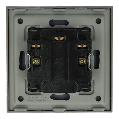 Gniazdo elektryczne z bolcem 230V podwójne szare z ramką szklaną