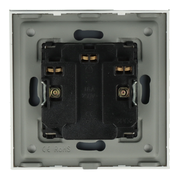 Gniazdo elektryczne z bolcem 230V podwójne złote z ramką szklaną