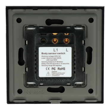 Czujnik ruchu DC SMART HOME czarny z ramką szklaną