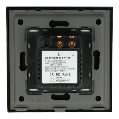 Czujnik ruchu DC SMART HOME czarny z ramką szklaną