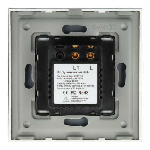 Czujnik ruchu DC SMART HOME złoty z ramką szklaną