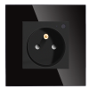 Gniazdo elektryczne z bolcem 230V pojedyncze Wi-Fi z pomiarem energii Czarne z ramką szklaną