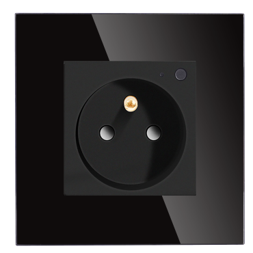 Gniazdo elektryczne z bolcem 230V pojedyncze ZigBee 2.4GHz Czarne z ramką szklaną