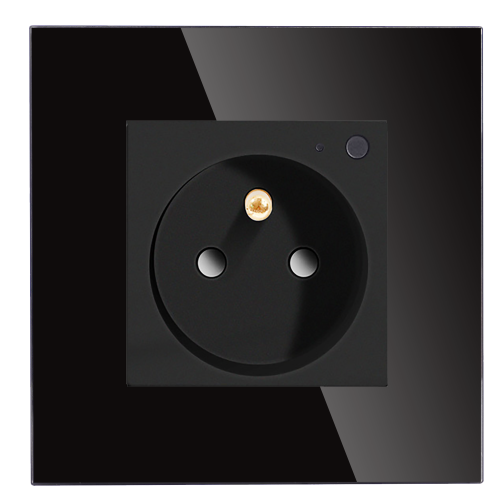 Gniazdo elektryczne z bolcem 230V pojedyncze ZigBee 2.4GHz Czarne z ramką szklaną