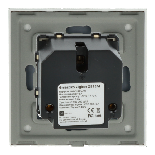 Gniazdo elektryczne z bolcem 230V pojedyncze ZigBee 2.4GHz Złote z ramką szklaną