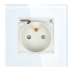 Gniazdo elektryczne z bolcem i klapką 230V pojedyncze białe z ramką szklaną
