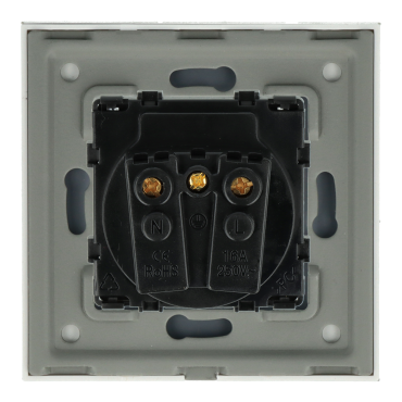 Gniazdo elektryczne z bolcem i klapką 230V pojedyncze białe z ramką szklaną