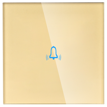 Panel Szklany Pojedynczy Dzwonkowy Złoty DC Smart Home