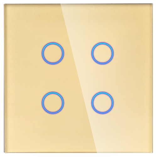 Włącznik dotykowy poczwórny złoty z N