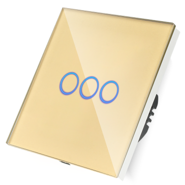 Włącznik dotykowy potrójny złoty z N