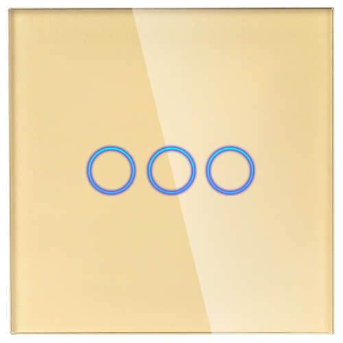 Włącznik dotykowy potrójny ZigBee 2.4GHz Złoty Bez N