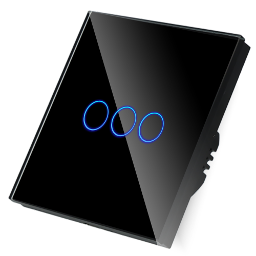 Włącznik dotykowy potrójny Czarny Bez N