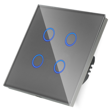 Włącznik dotykowy poczwórny ZigBee 2.4GHz Szary z N