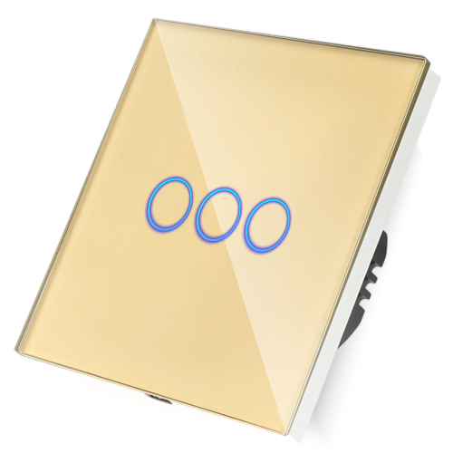 Włącznik dotykowy potrójny ZigBee 2.4GHz Złoty Bez N