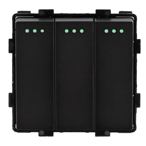 Moduł włącznik mechaniczny światła potrójny czarny