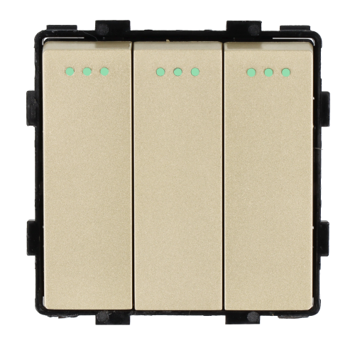 Moduł włącznik mechaniczny światła potrójny złoty